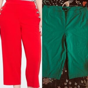 Lot of 2 Eloquii Red and Green Cropped Pants, Size 20 NWOT. Both for $15